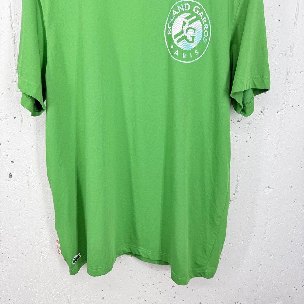 Roland Garros x Lacoste Size XXL Green Ultra Dry Crew Neck T- Shirt French Open - Picture 3 of 11